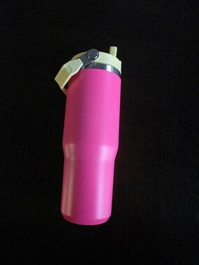 Claire's Pink Travel Tumbler with Yellow Lid